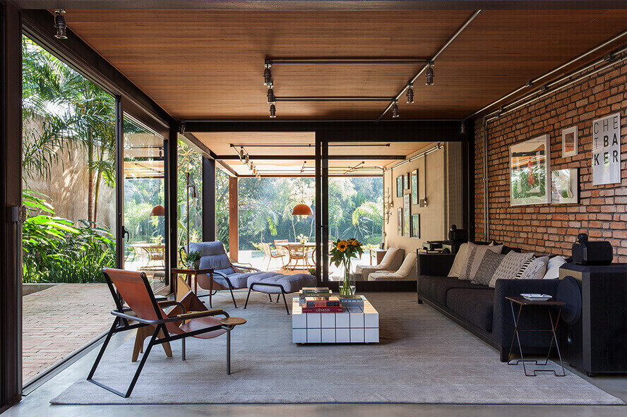 Brick wall in living room